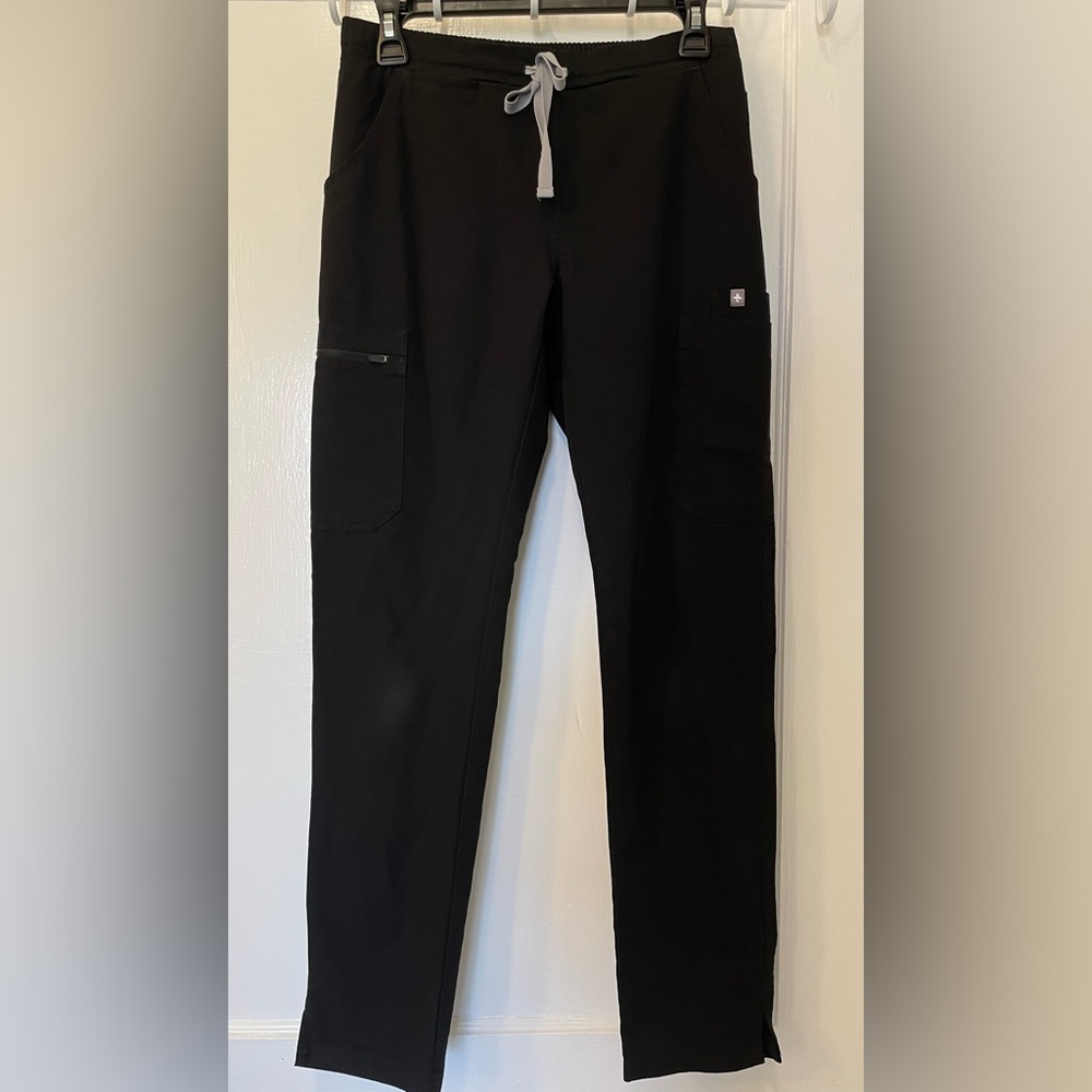 Figs High Waisted Yola Skinny Scrub Pants Black XS